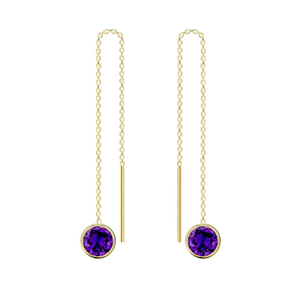 6mm Round Cubic Zirconia Silver Thread Through Earrings