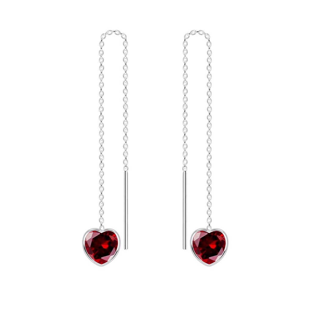 Boucles d'oreilles à enfiler en argent zircon cœur 6 mm