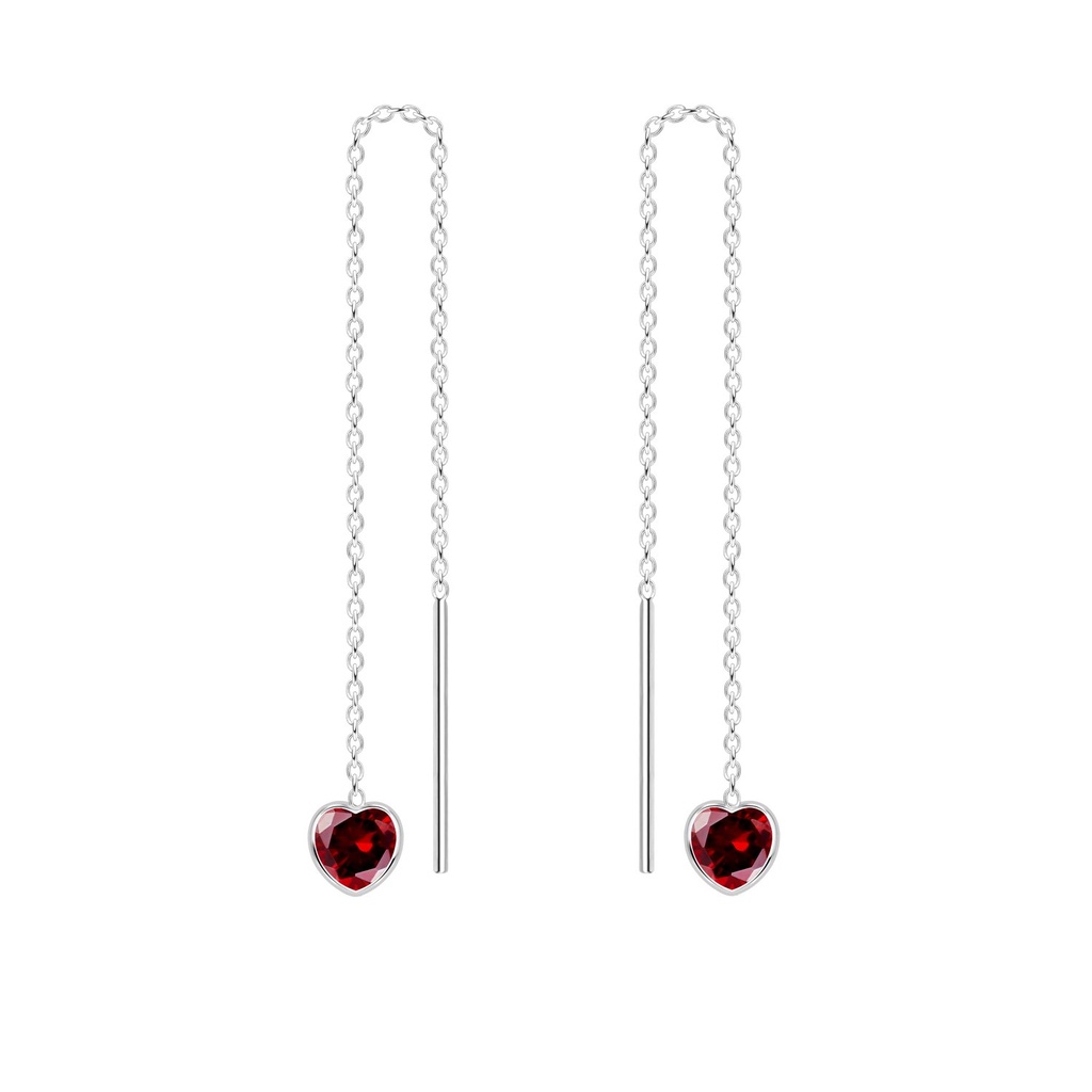 4mm Heart Cubic Zirconia Silver Thread Through Earrings