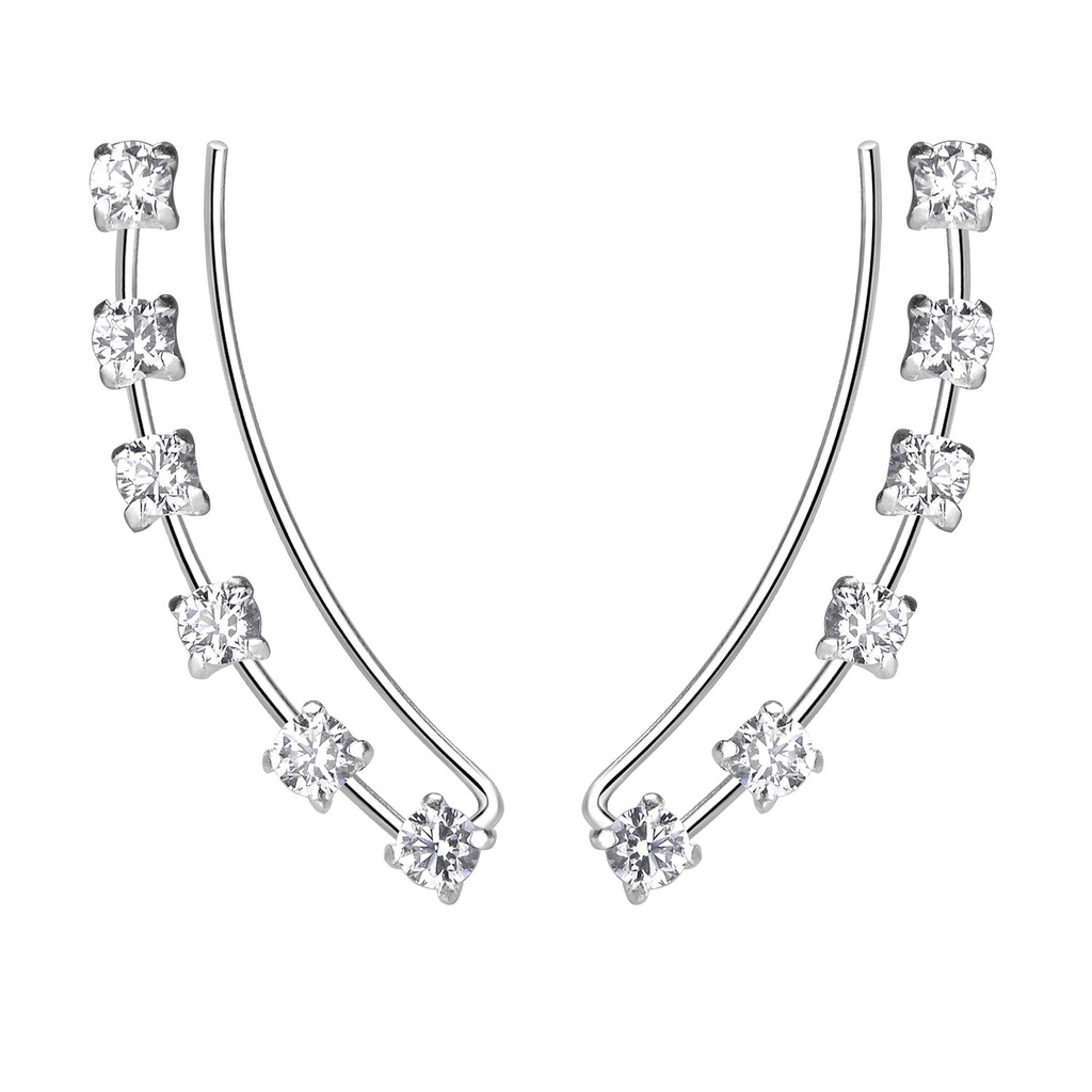 Grimpeurs d'oreille ligne courbés en argent zircon