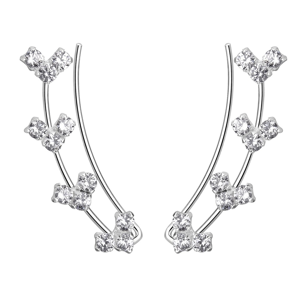 Silver Cubic Zirconia Ear Climbers