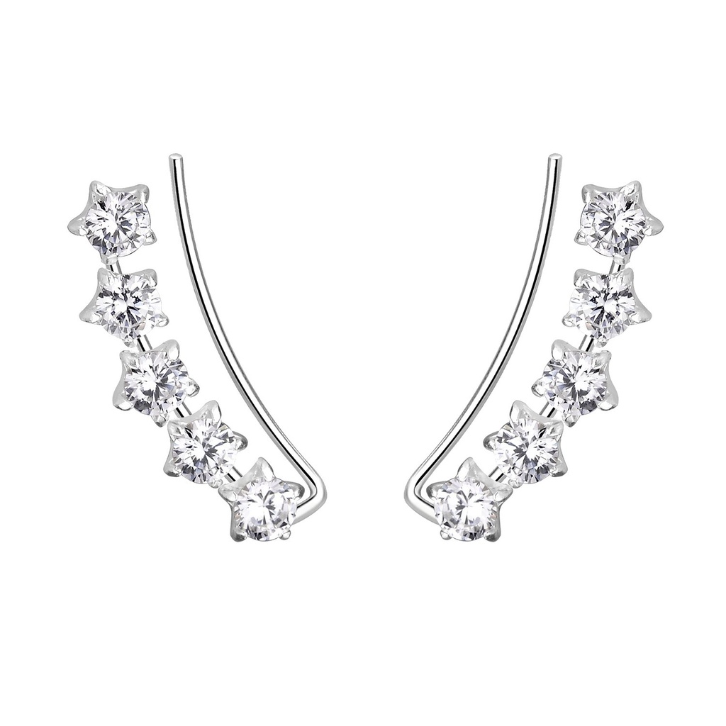 Silver Star Cubic Zirconia Ear Climbers