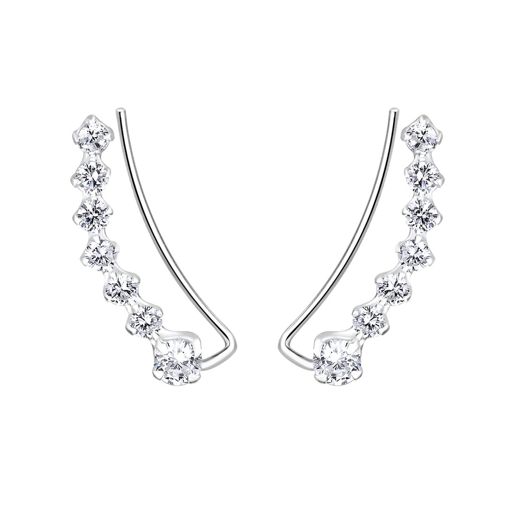 [10011826] Grimpeurs d'oreille ligne courbés en argent zircon