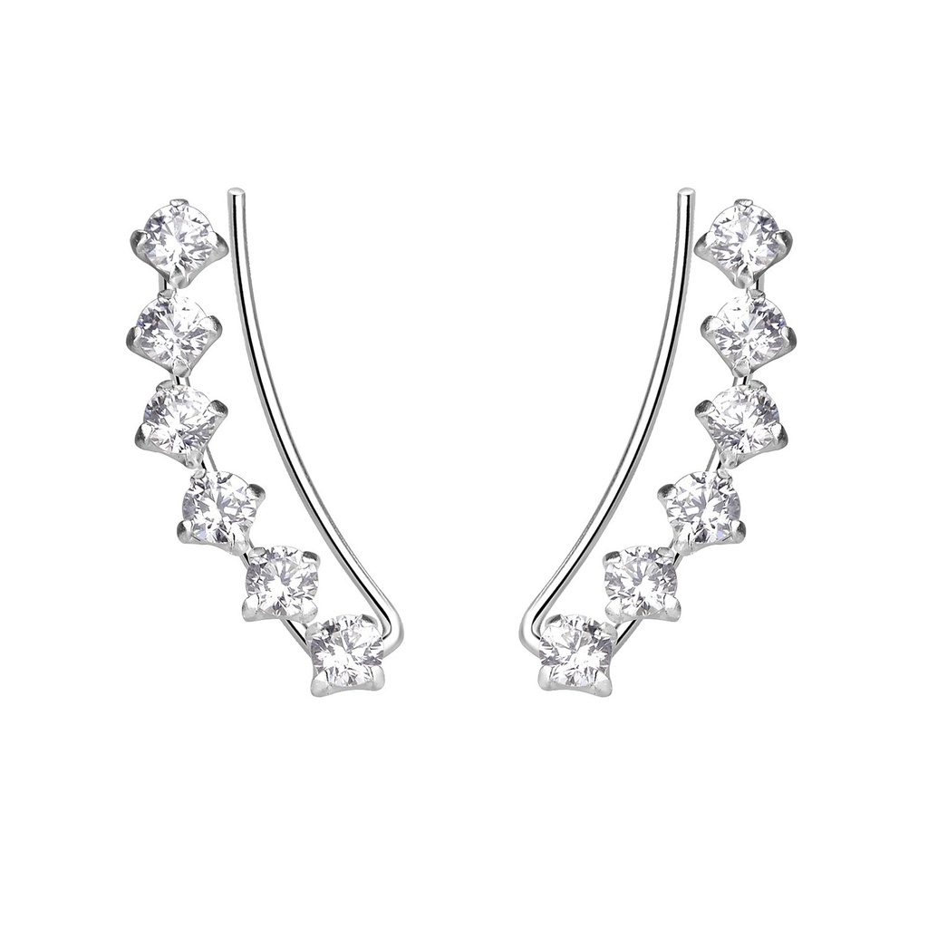 [10011825] Grimpeurs d'oreille ligne courbés en argent zircon
