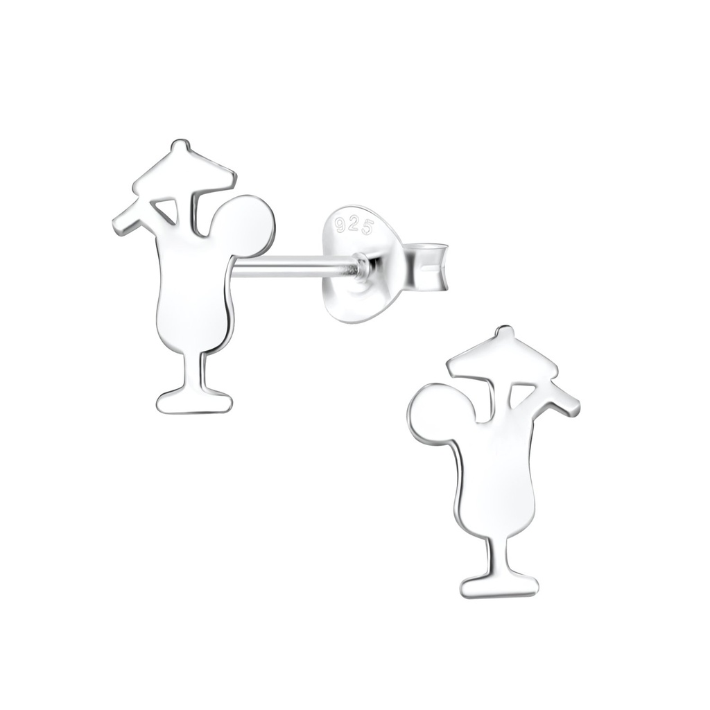 Puces d'oreilles verre à cocktail en argent