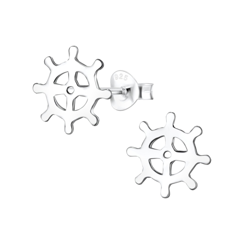 Puces d'oreilles barre de navire en argent