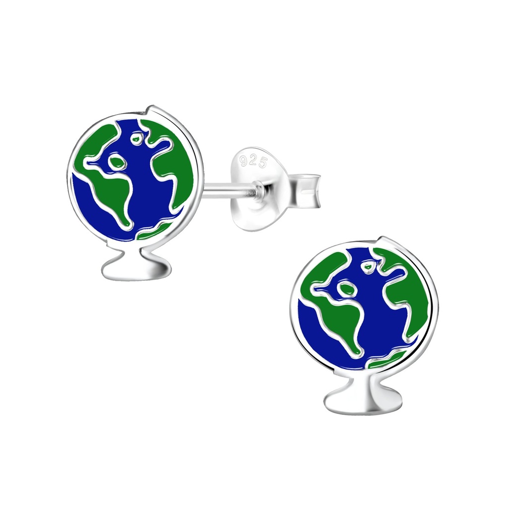 [10011280] Silver Earth Stud Earrings