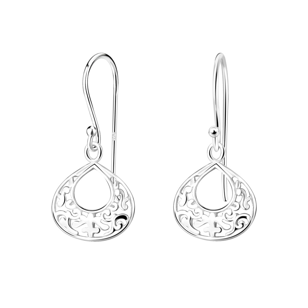[10010832] Boucles d'oreilles filigrane art ouvertes en argent