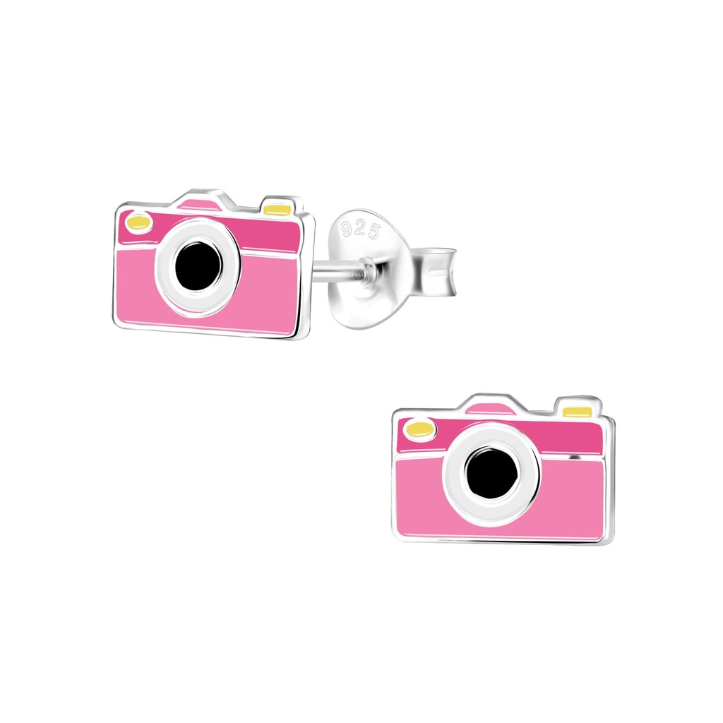 Puces d'oreilles appareil photo en argent