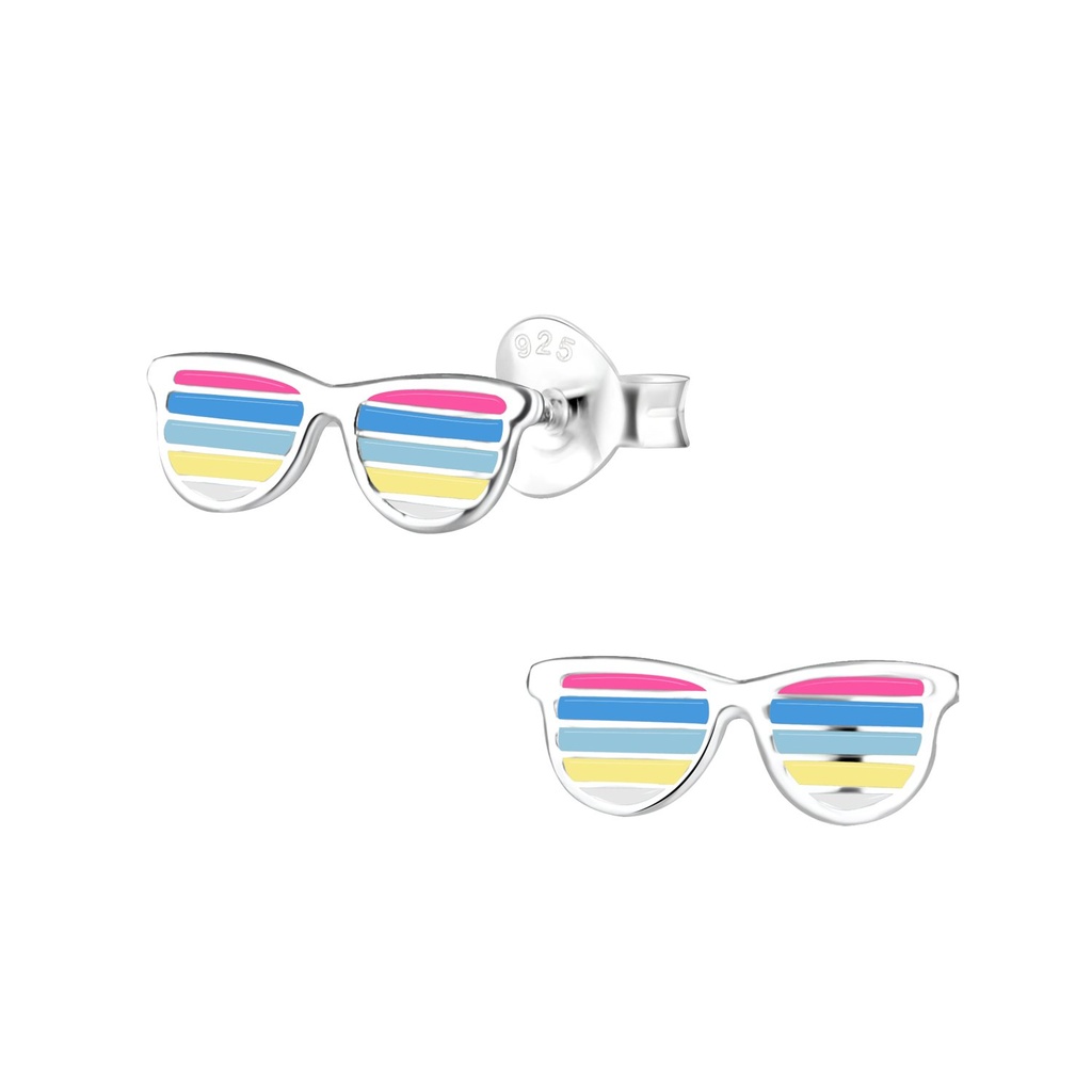 Puces d'oreilles lunettes de soleil en argent