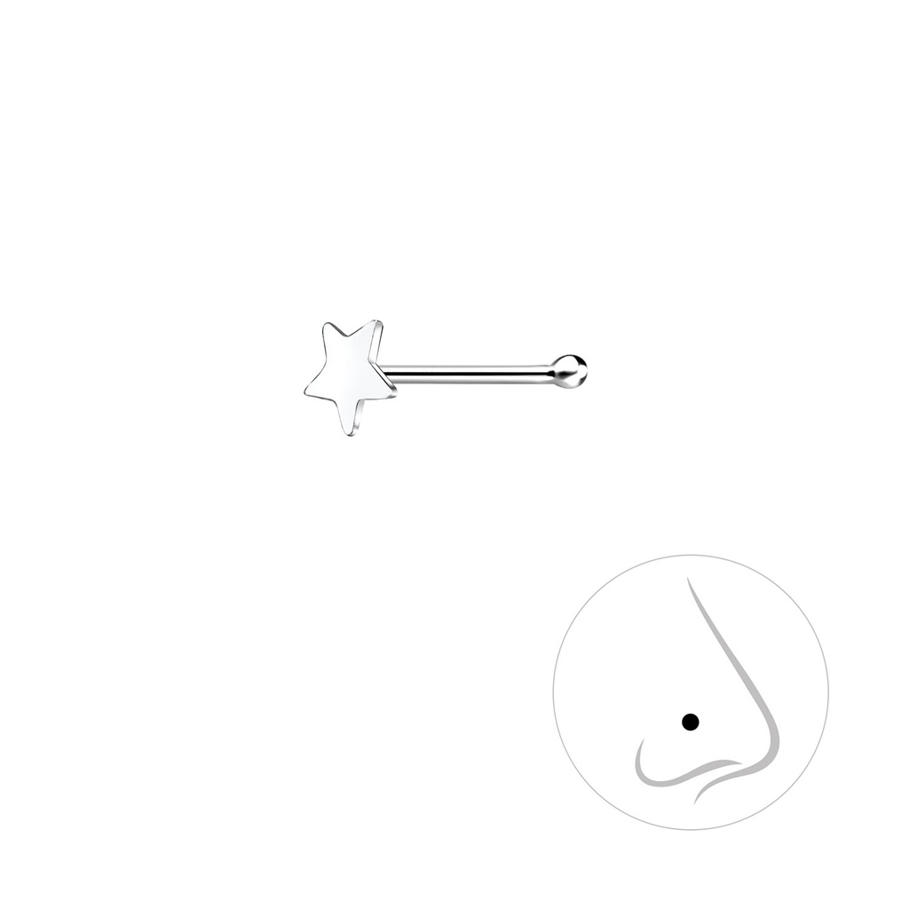 Silver Star Nose Stud With Ball