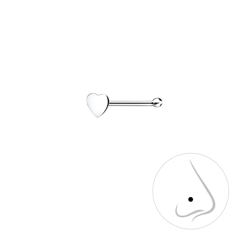 [10011194] Clou de nez cœur en argent avec boule