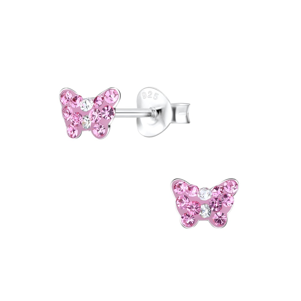 Puces d'oreilles papillon en argent