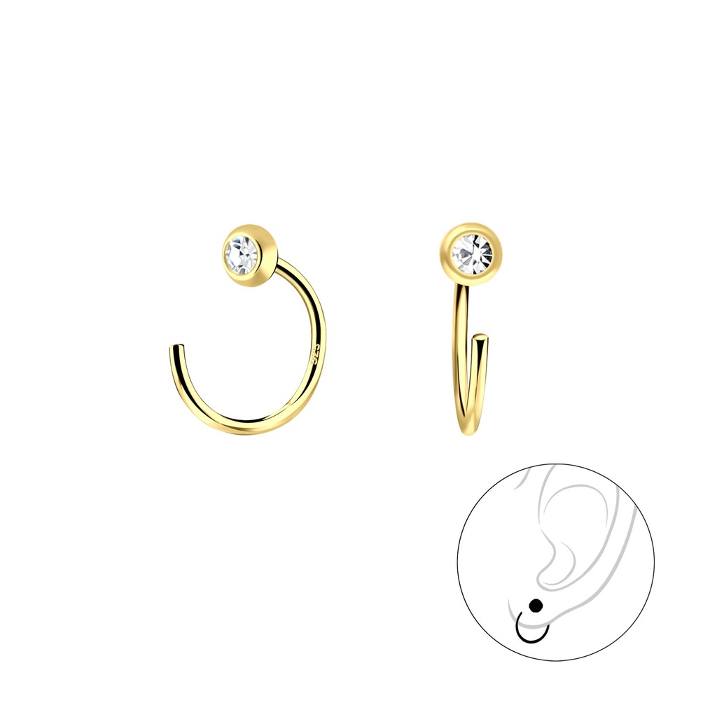 Ear huggers en argent cristal