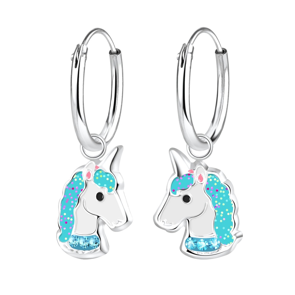Créoles breloque licorne en argent