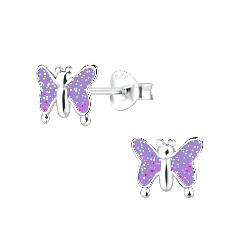 Puces d'oreilles papillon en argent