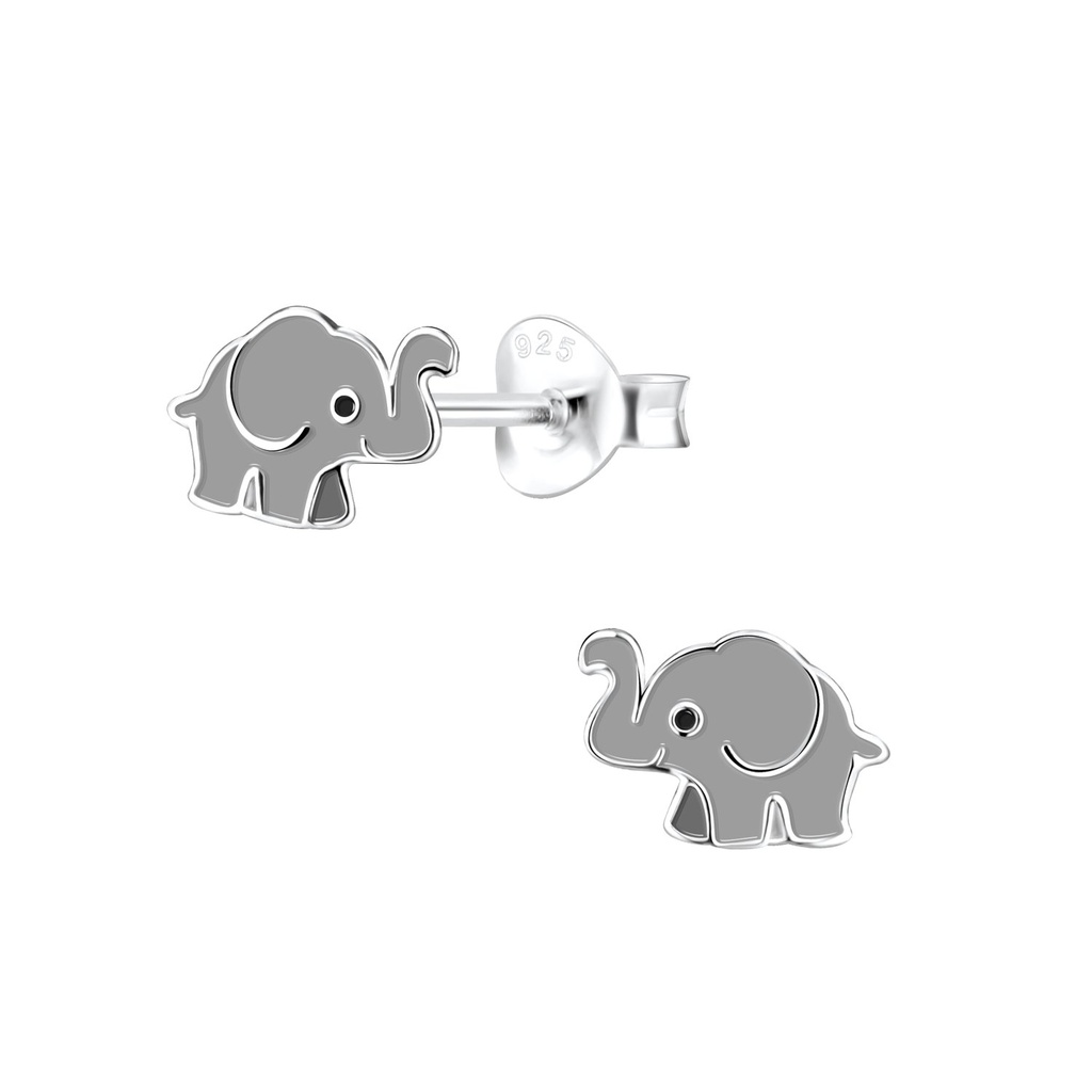 Silver Elephant Stud Earrings