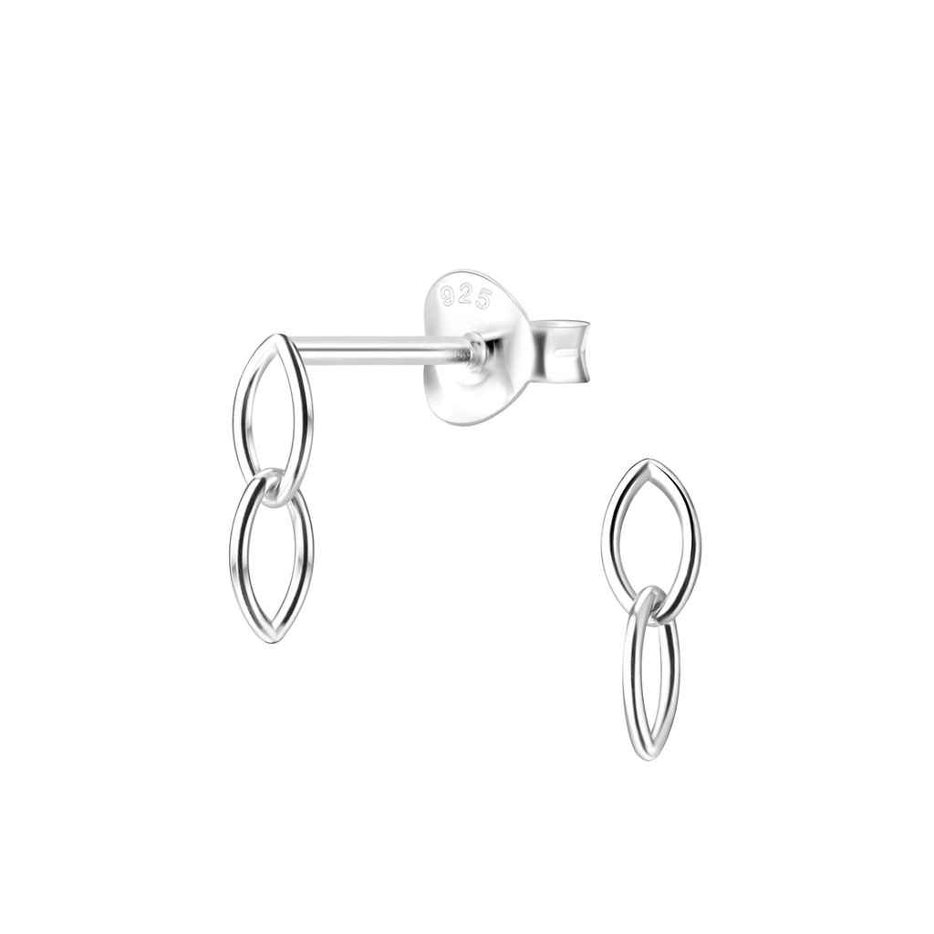 Puces d'oreilles marquise double en argent