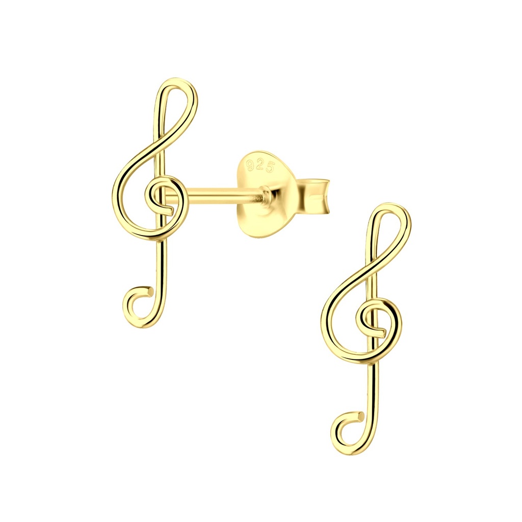 Puces d'oreilles clé de sol en argent