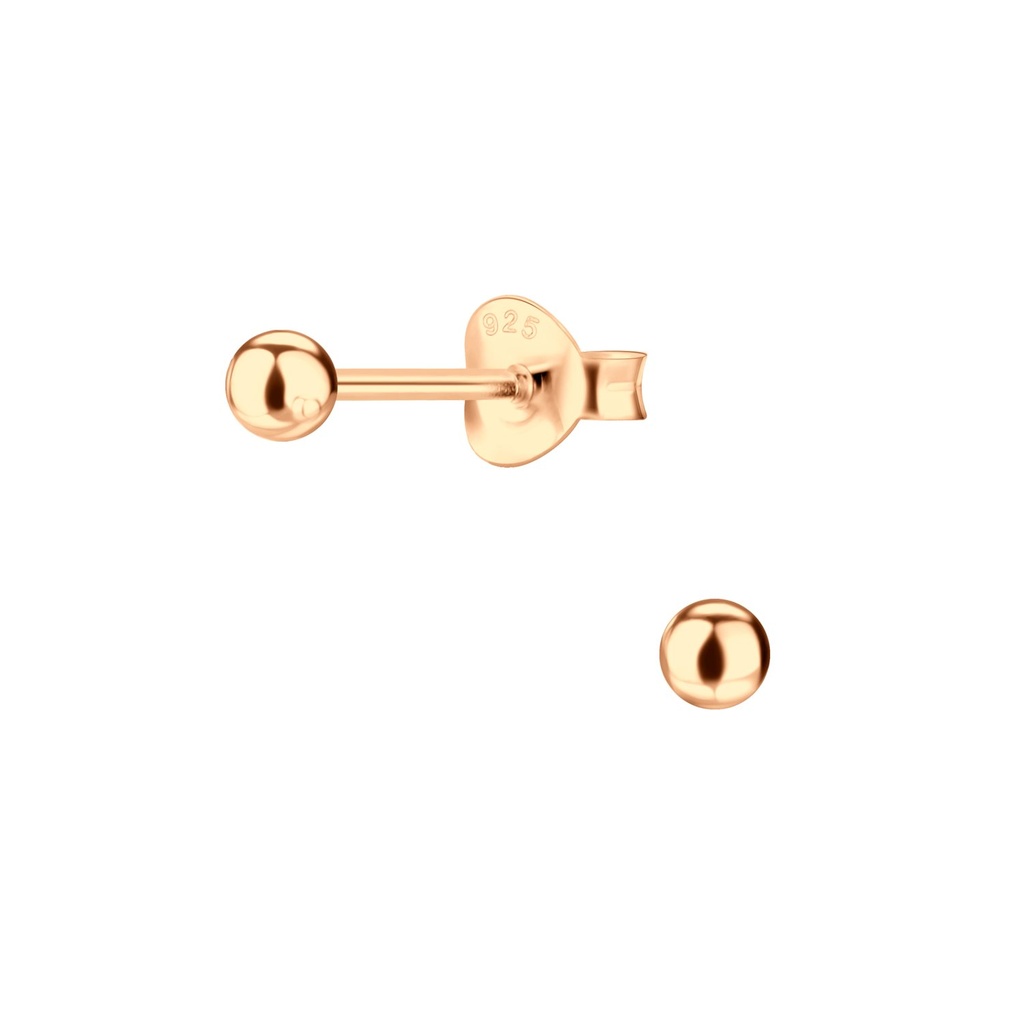 3mm Silver Ball Stud Earrings