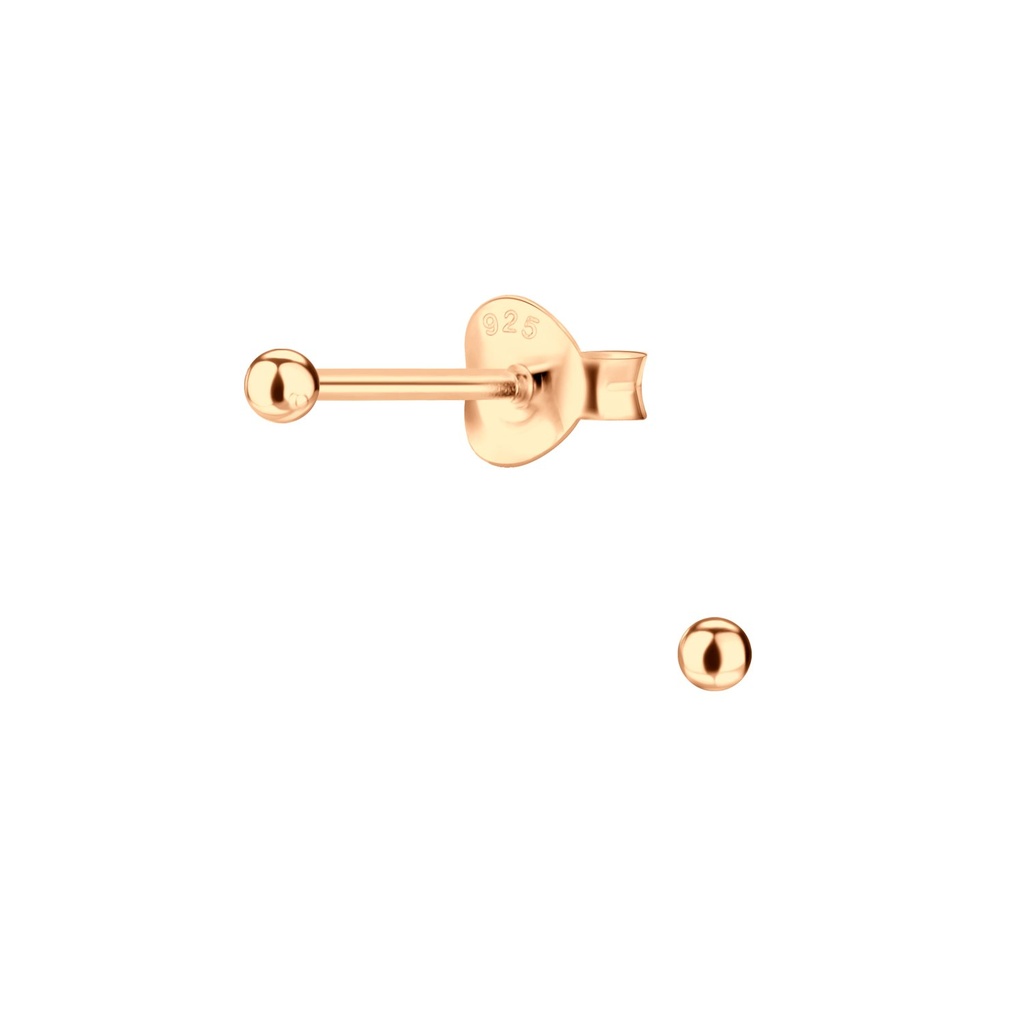 Puces d'oreilles boule en argent 2 mm