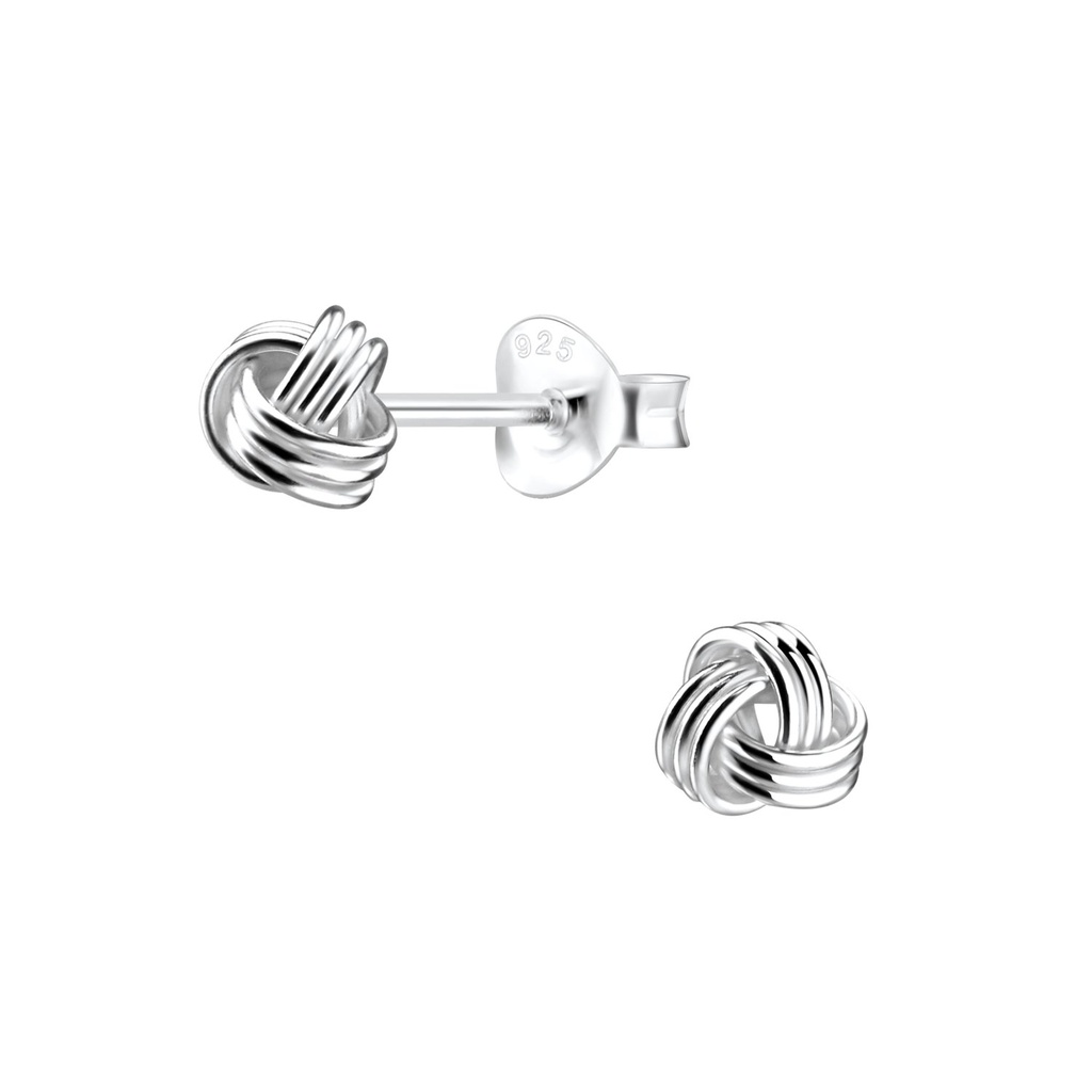 5mm Silver Knot Stud Earrings