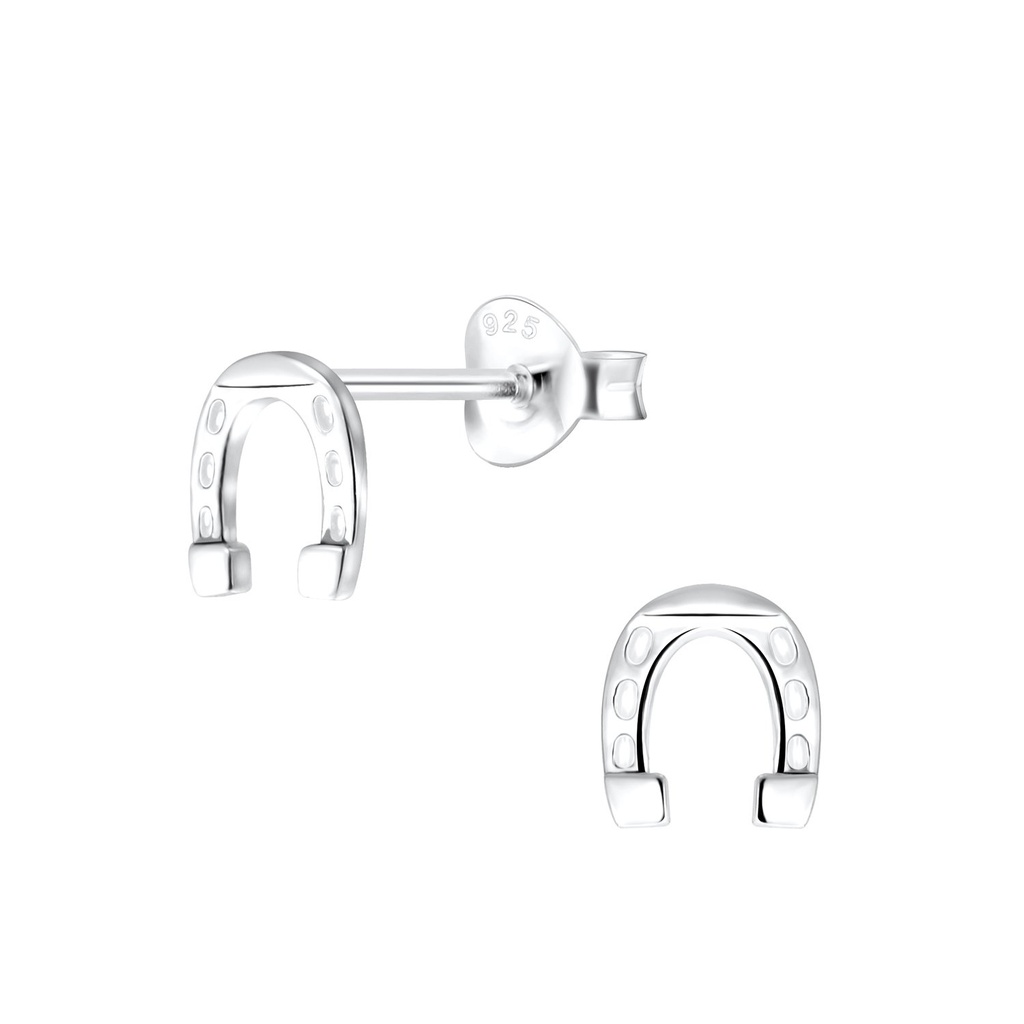 Silver Horseshoe Stud Earrings