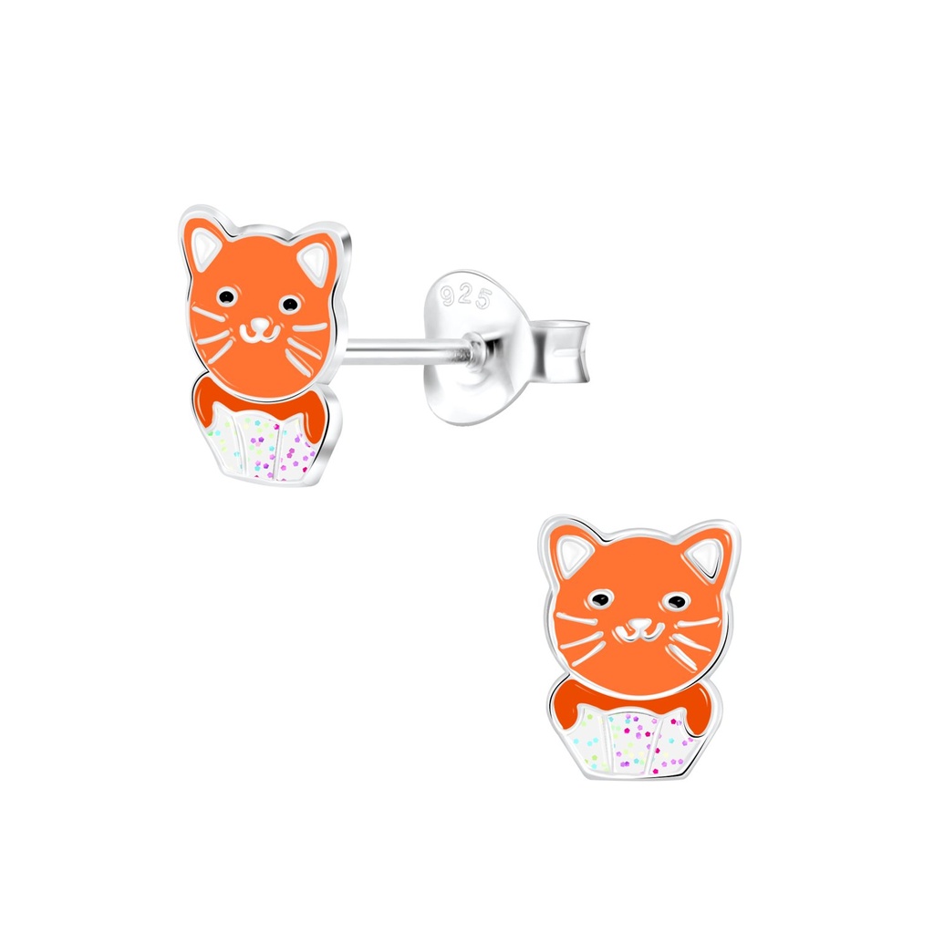 Puces d'oreilles chat en argent