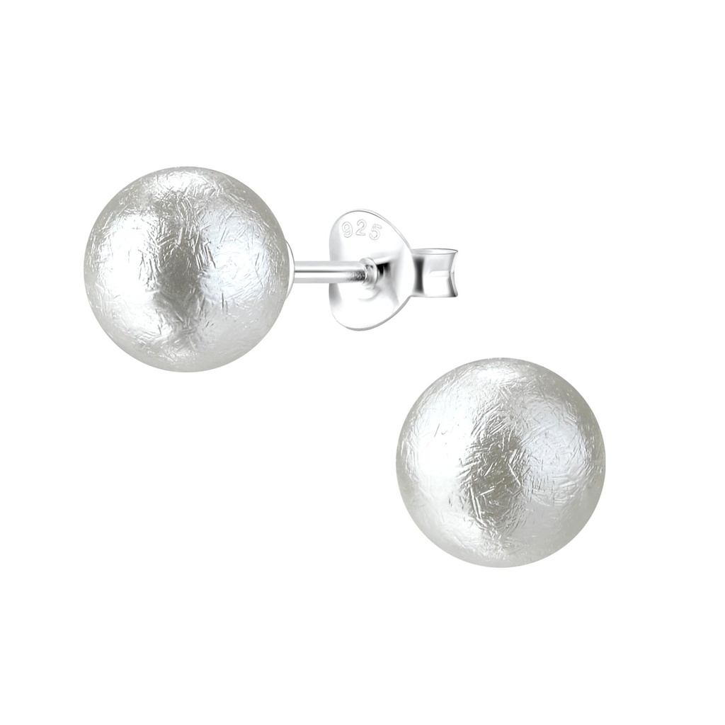 [10010985] 8mm Pearl Silver Stud Earrings