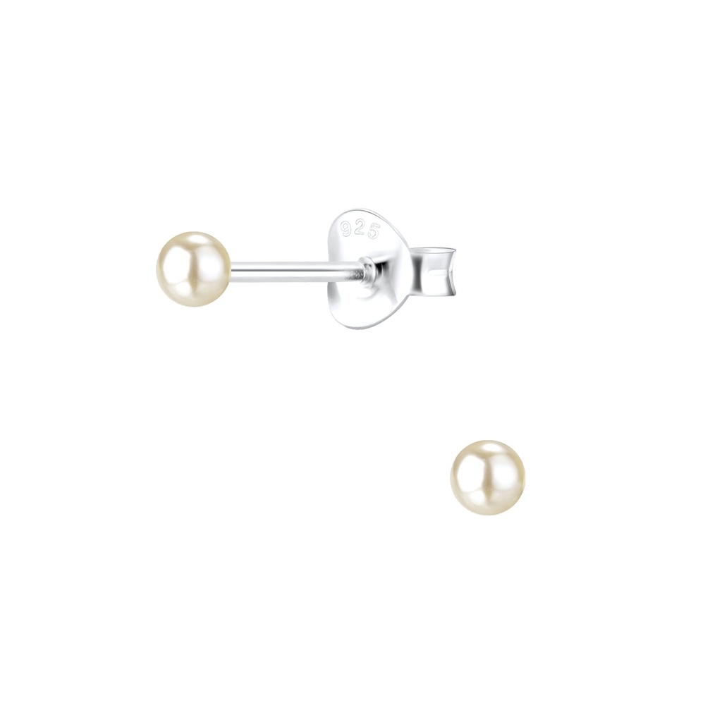 Puces d'oreilles perle en argent 3 mm