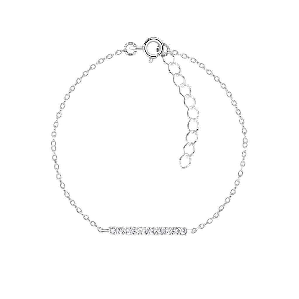 Bracelet barre en argent cristal