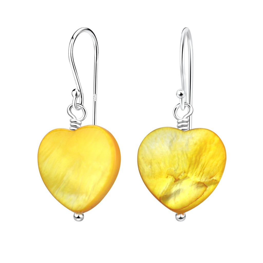 Silver Handmade Heart Shell Earrings