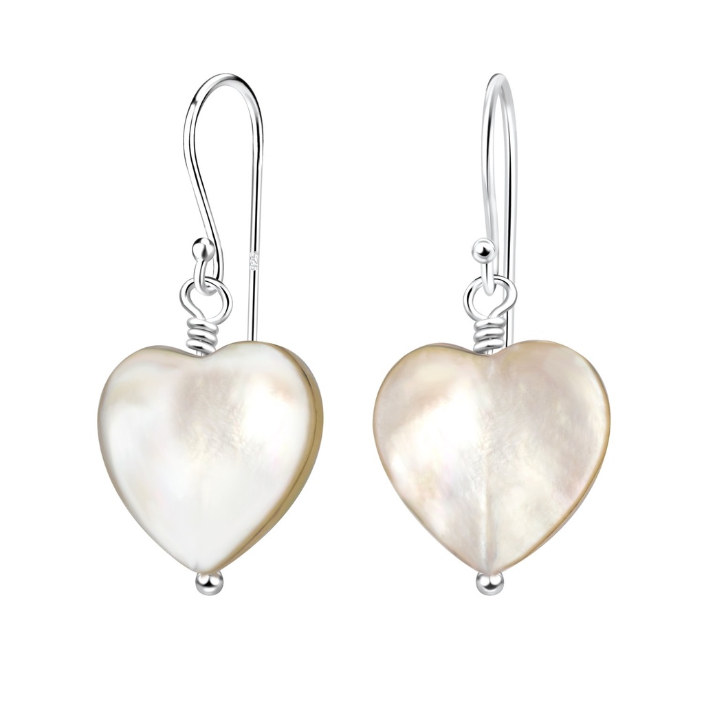 Boucles d'oreilles coquillage cœur faite main en argent