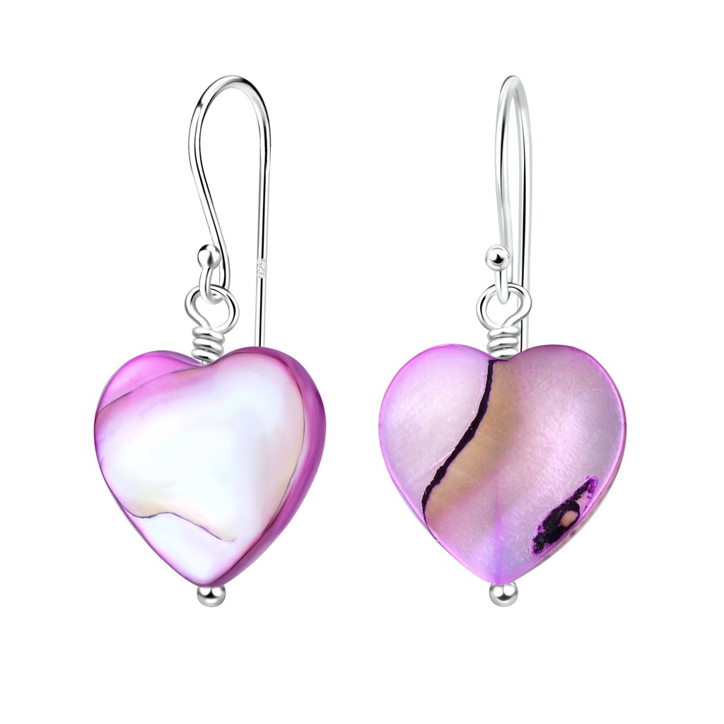 Silver Handmade Heart Shell Earrings