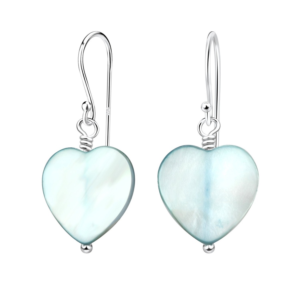 Boucles d'oreilles coquillage cœur faite main en argent