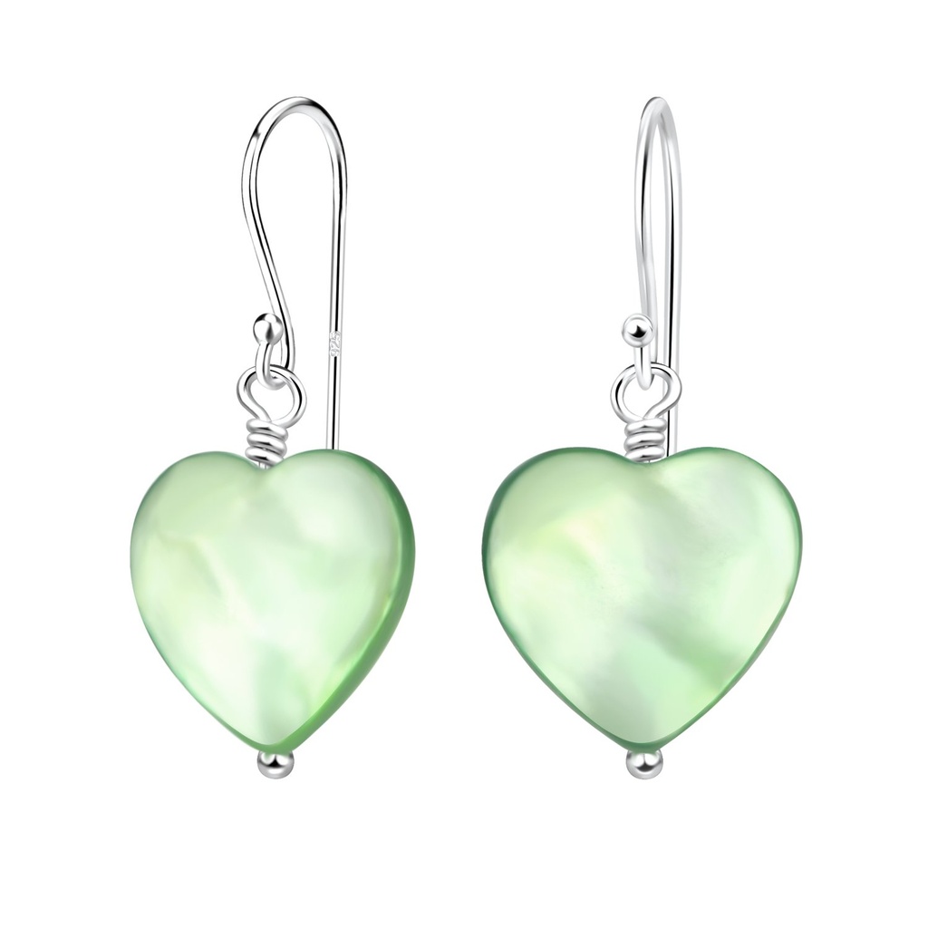 Silver Handmade Heart Shell Earrings