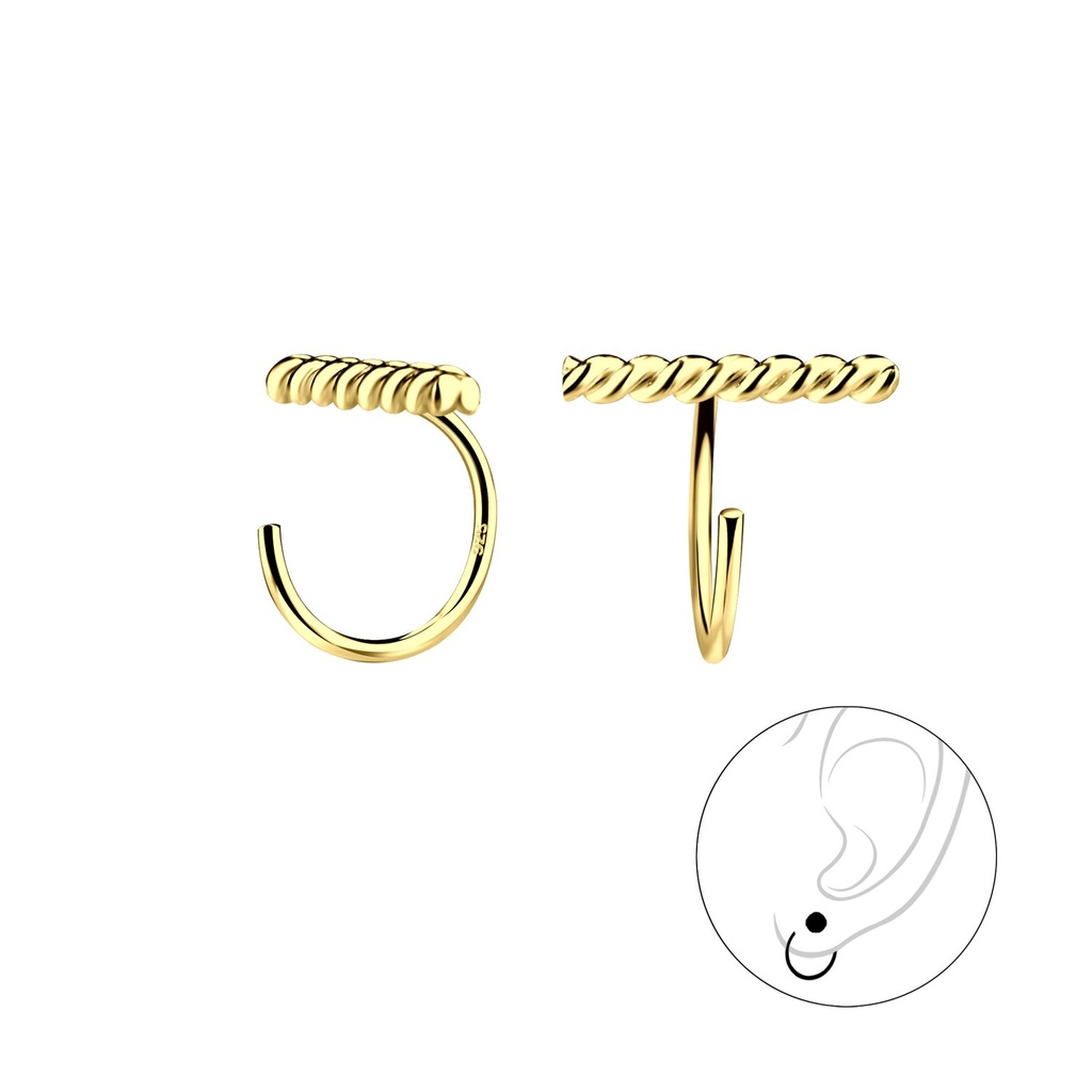 [10011439] Ear huggers barre torsadés en argent