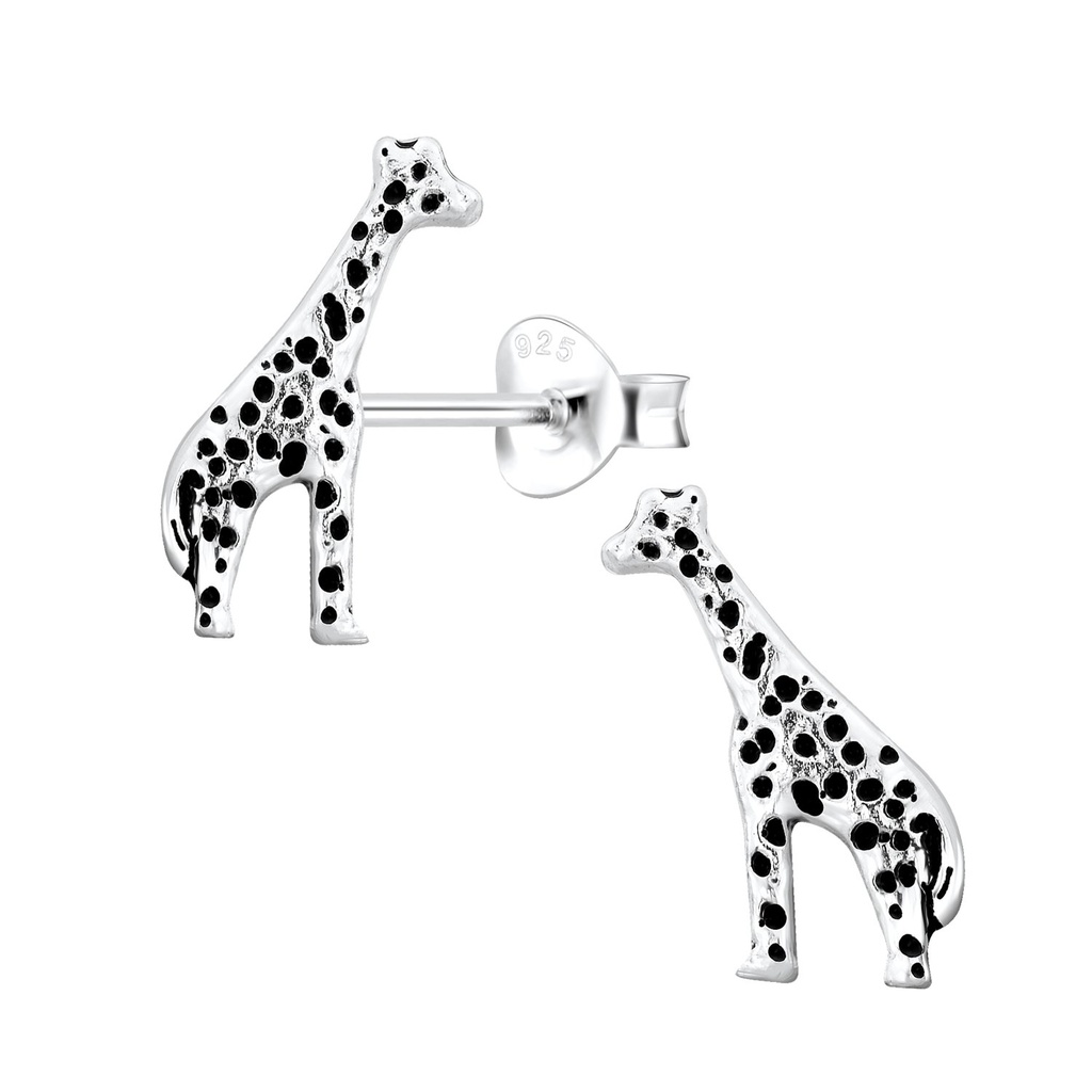 Puces d'oreilles girafe en argent