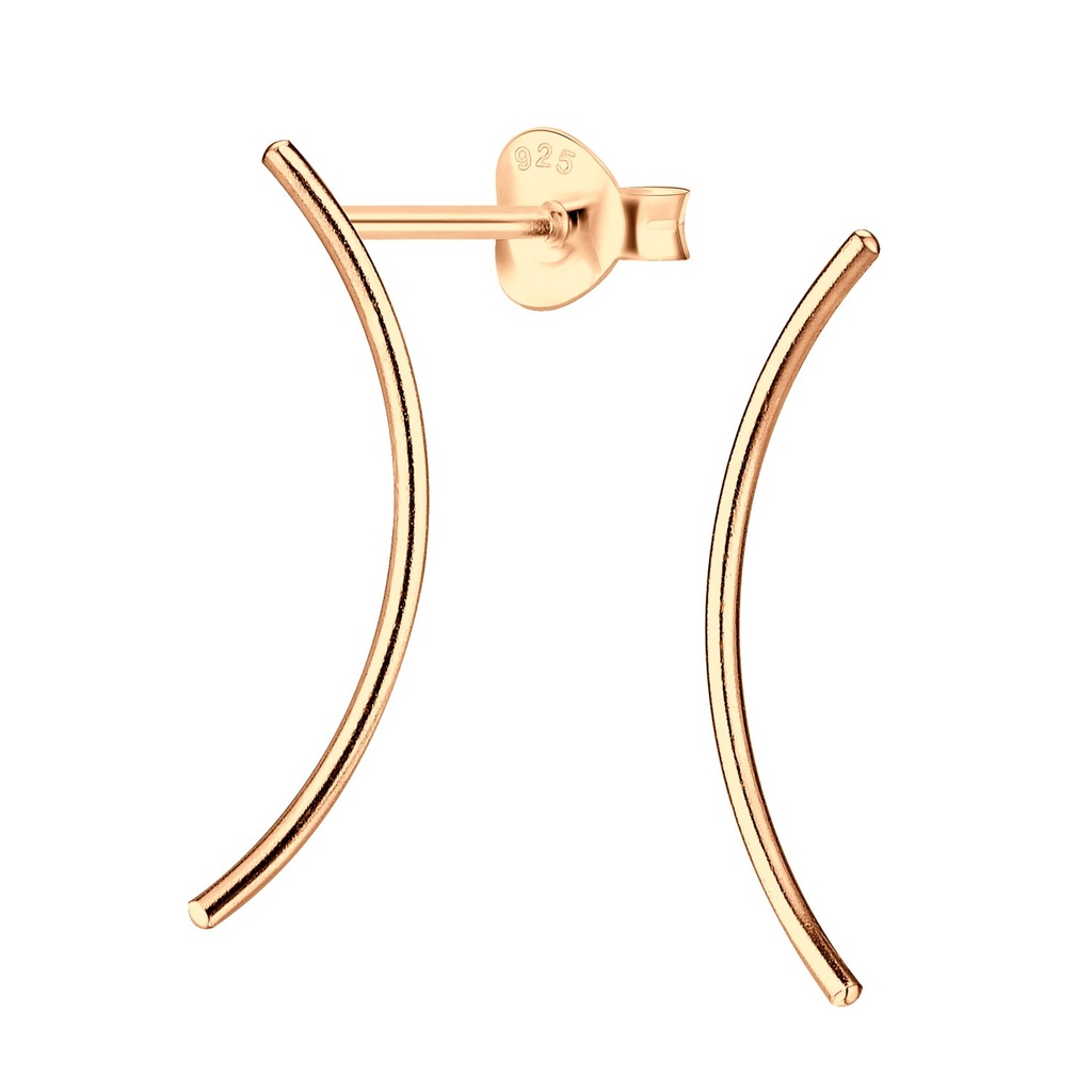 [10010687] Silver Curved Bar Stud Earrings