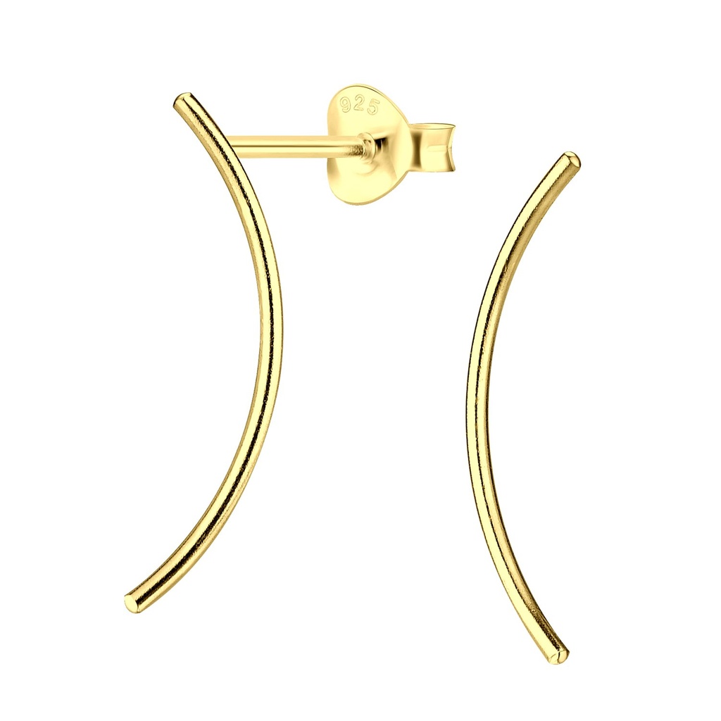 Silver Curved Bar Stud Earrings