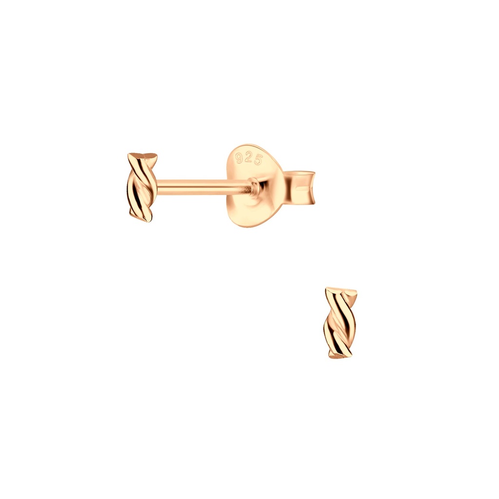 [10011000] Silver Twist Bar Stud Earrings