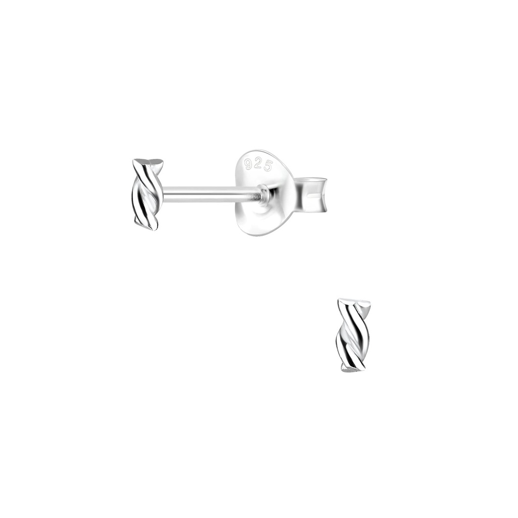 Silver Twist Bar Stud Earrings