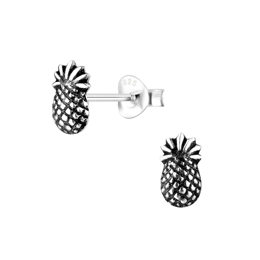 Silver Pineapple Stud Earrings