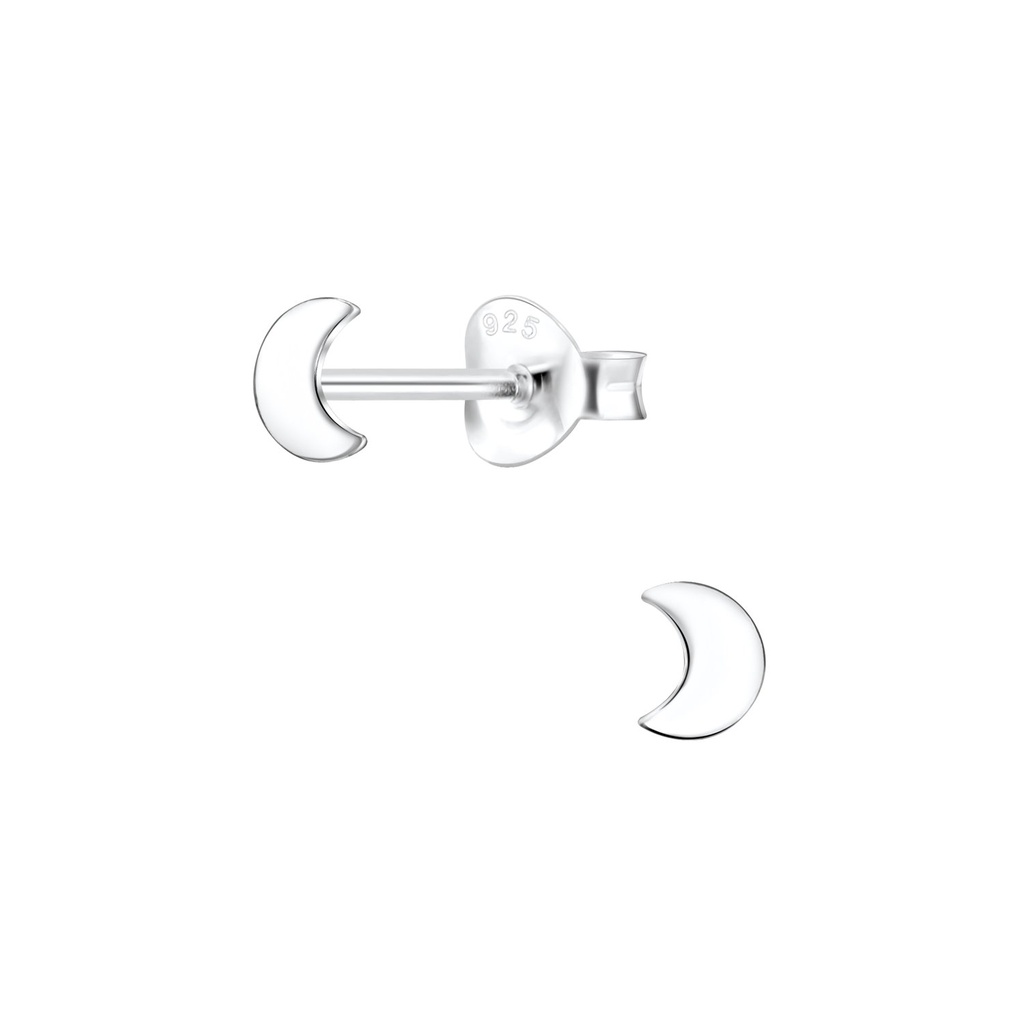 Silver Moon Stud Earrings