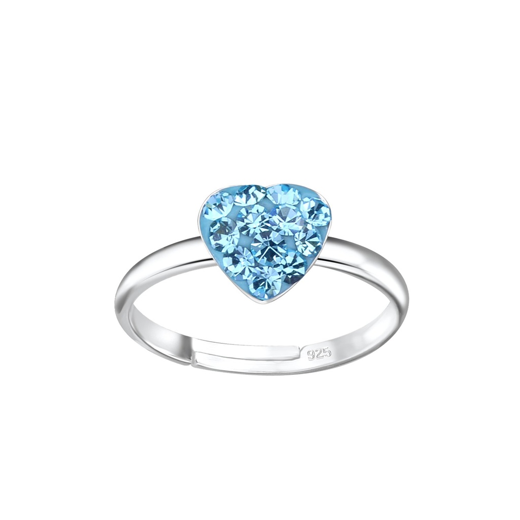 Bague réglable cœur en argent