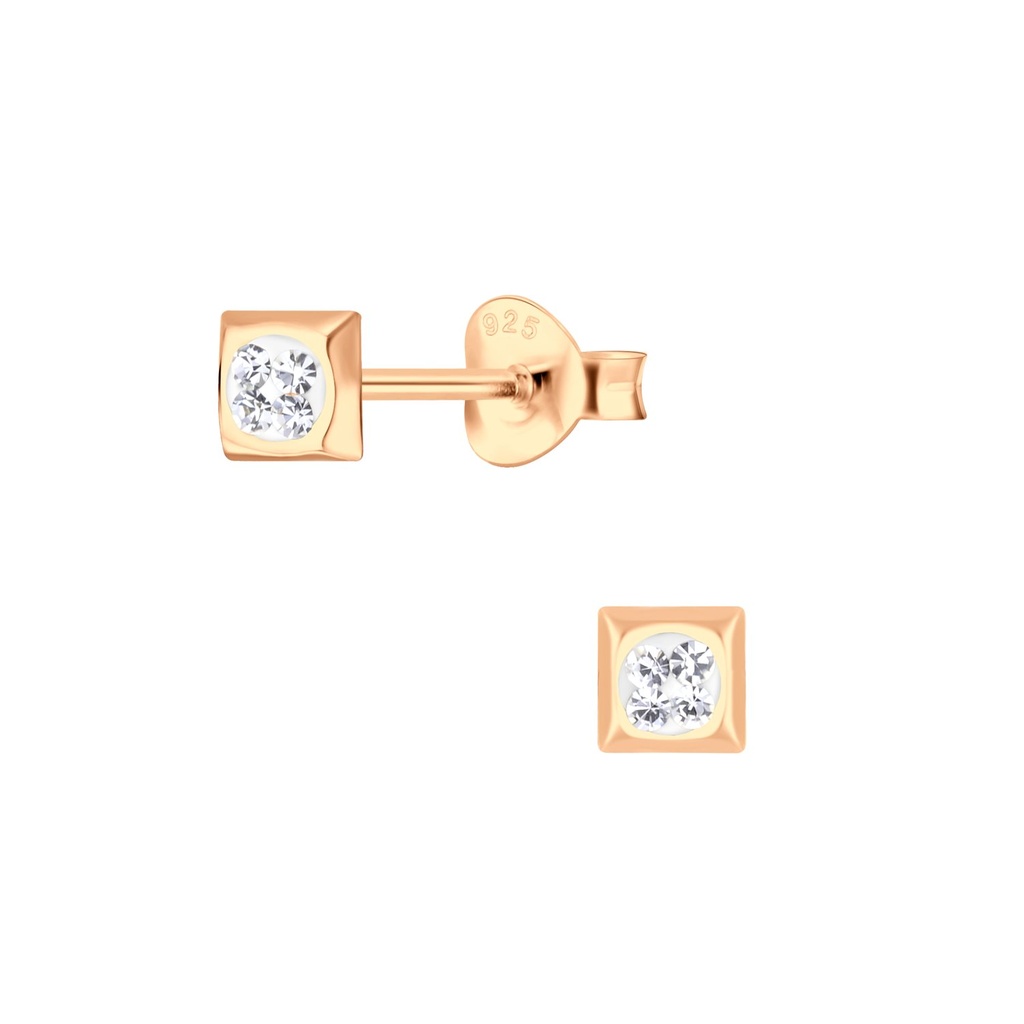 [10011752] Puces d'oreilles en argent cristal carré