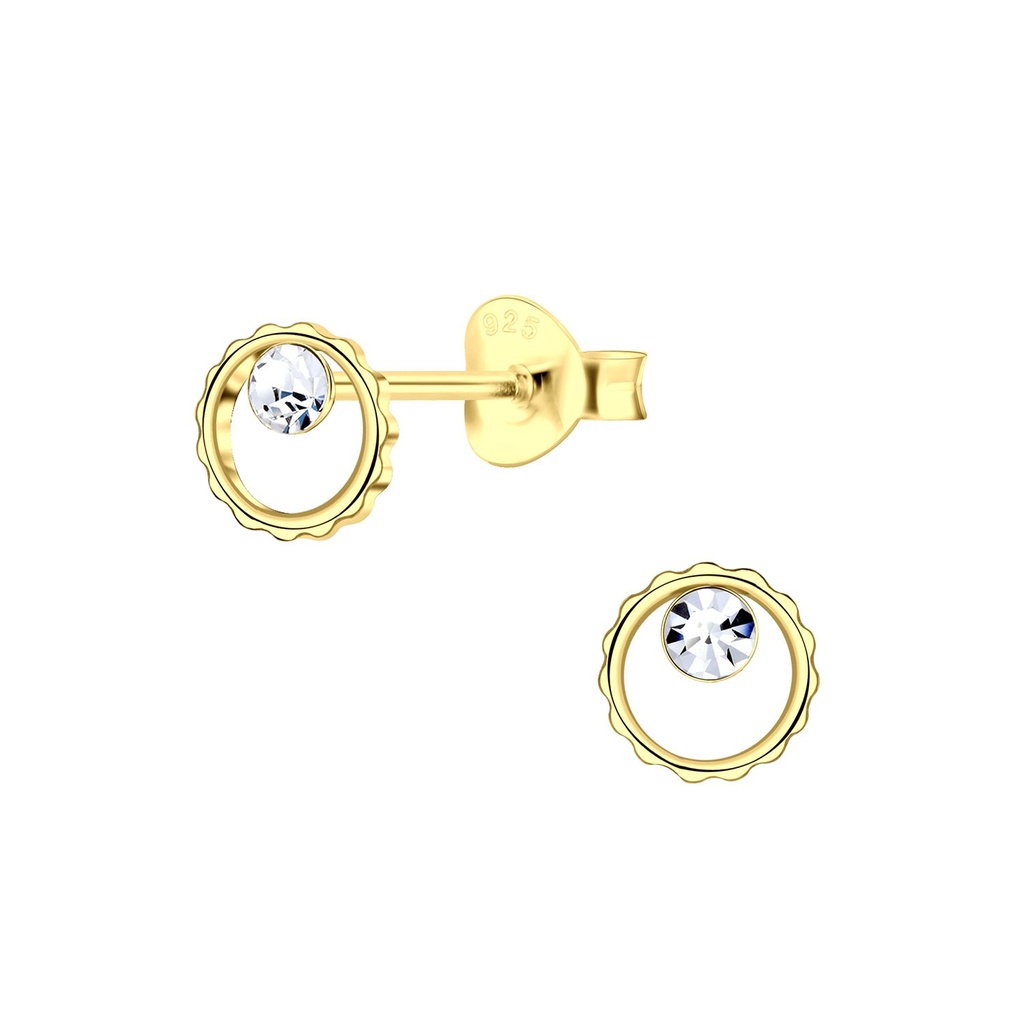 Puces d'oreilles cercle en argent cristal