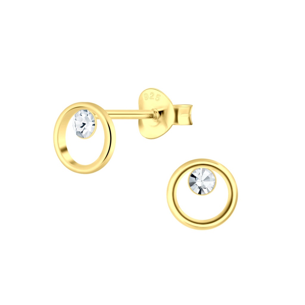 Puces d'oreilles cercle en argent cristal