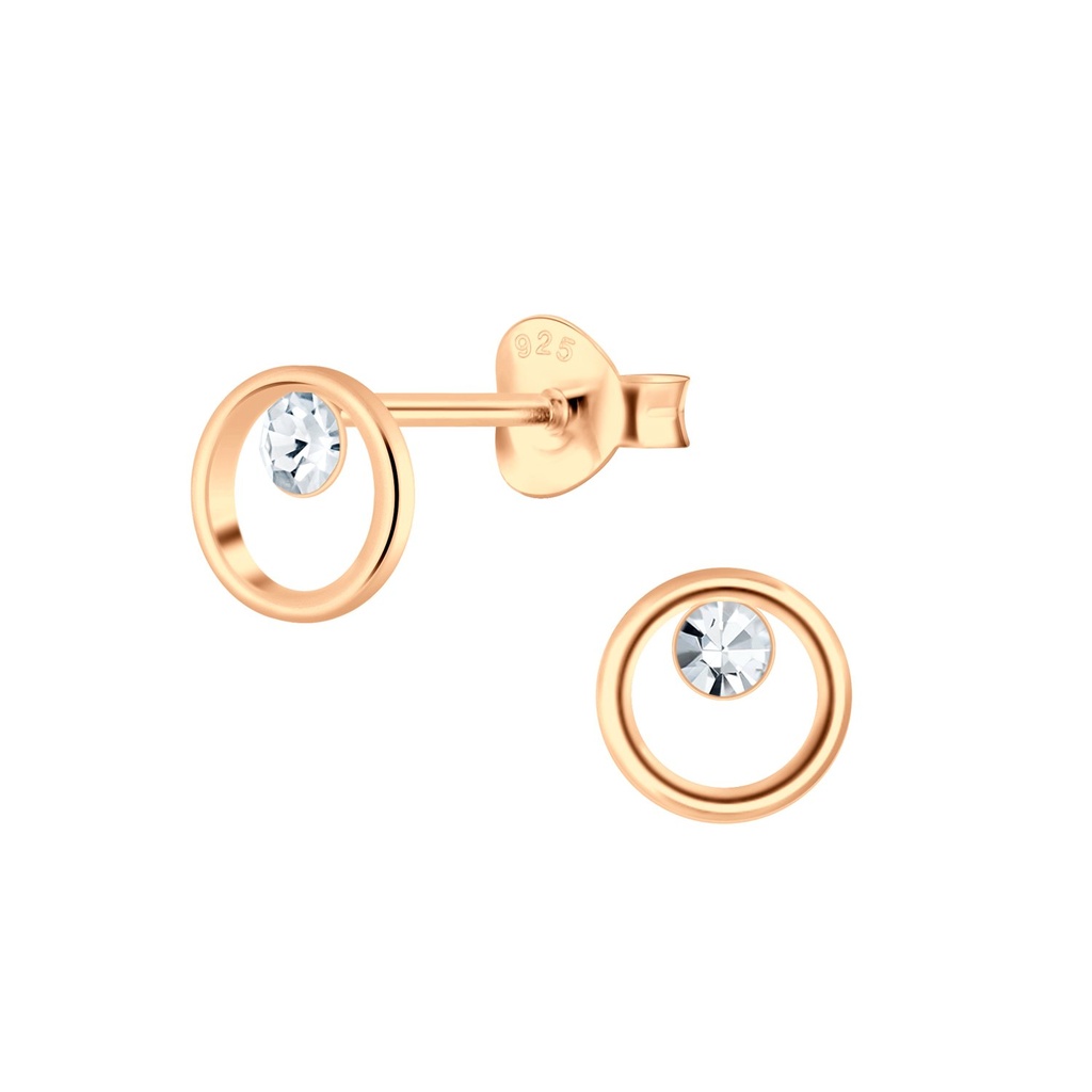 Puces d'oreilles cercle en argent cristal