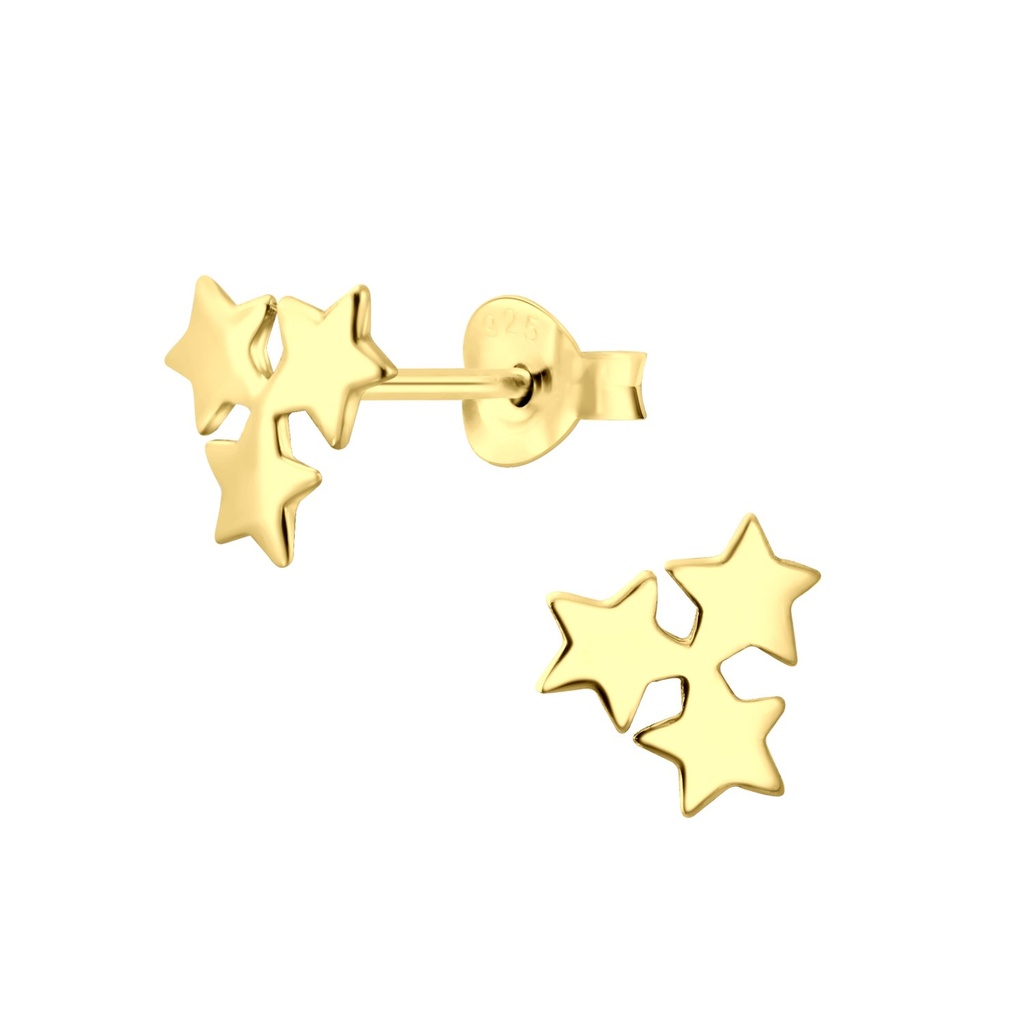 [10010983] Silver Triple Star Stud Earrings
